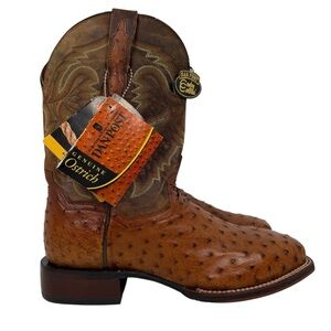 Dan Post Alamosa Mens 11 Extra Wide Tan Ostrich Leather Bay Apache